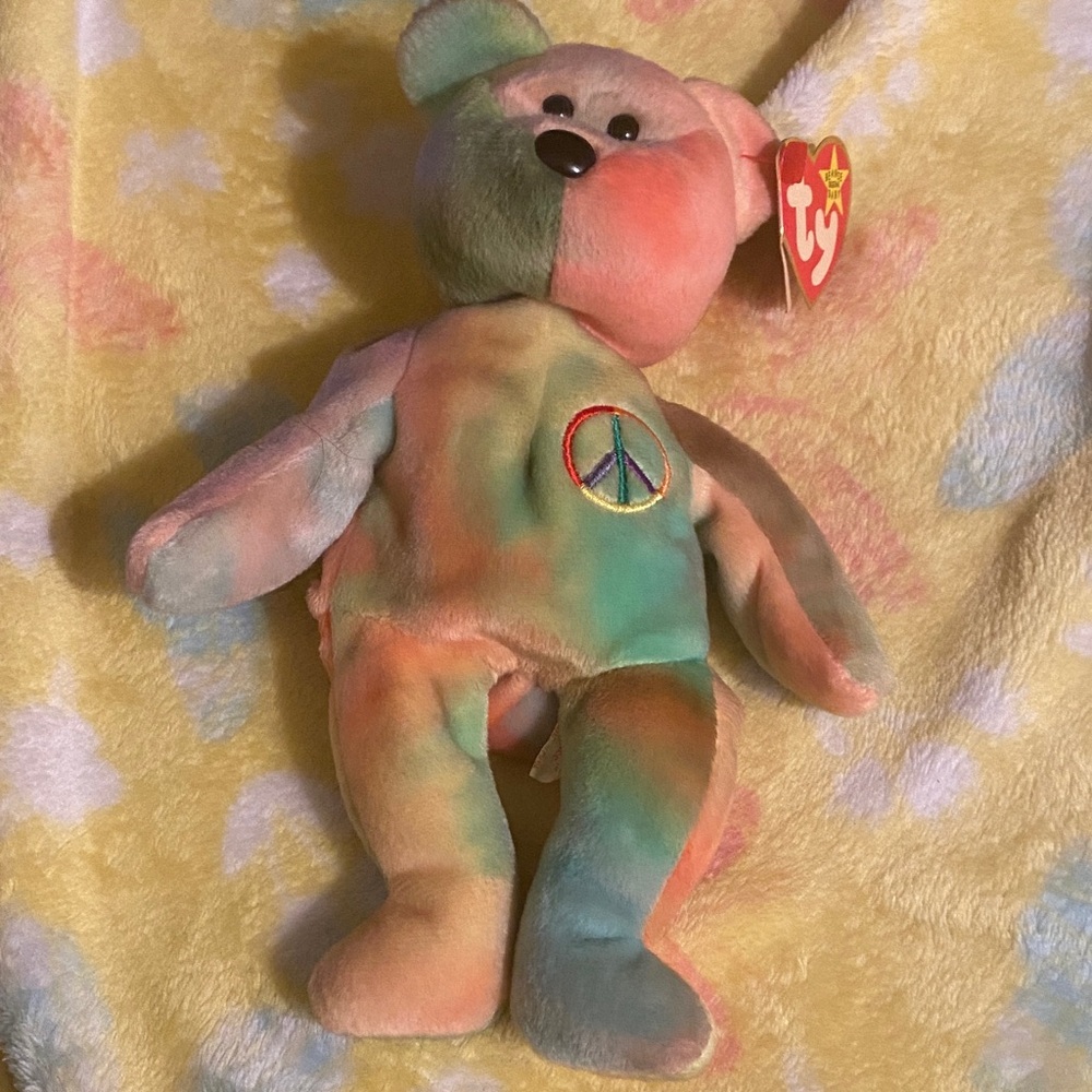 Ty Multicolor Peace Bear Plush Toy